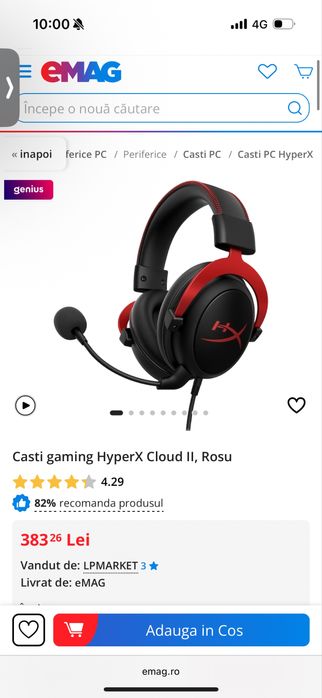 Casti gaming HyperX Cloud II, Rosu