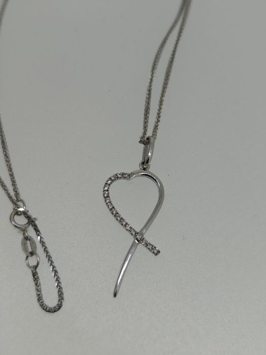 Lanț aur 18k cu pandantiv cu diamante 2.88gr (r)