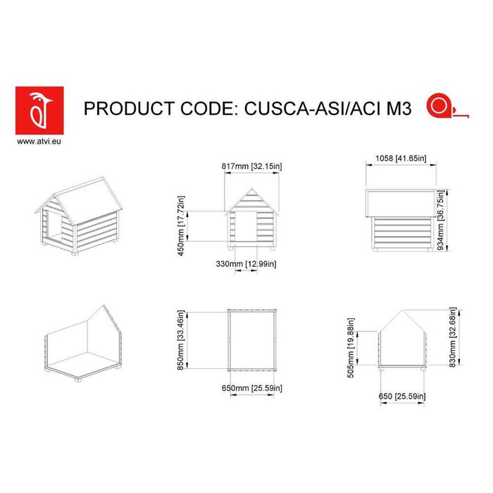 Cusca Caine Lemn Acoperis Ascutit Izolata 4 cm Profile Metalice Antiros Vopsita - 3 Marimi - Fabricat in Romania - atvi.eu