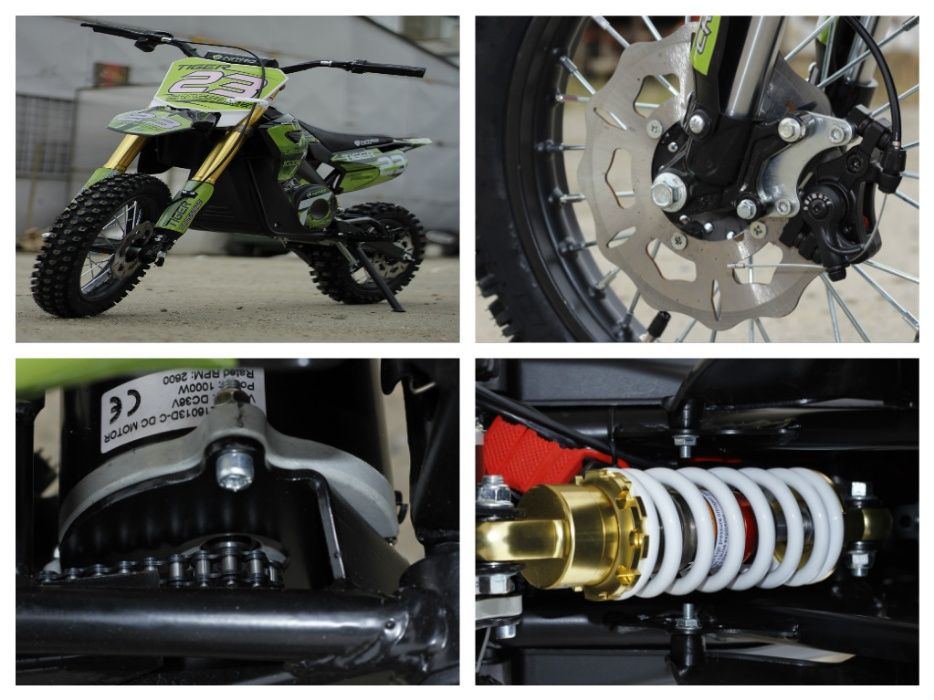 Motocicleta electrica Eco Tiger 1000W 36V 12/10 #Verde