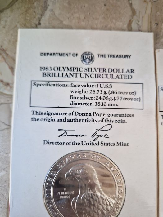 Сребърни 1 долар 1983г и 1984г Олимпийски игри