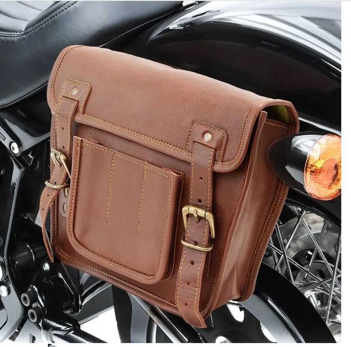 Geanta de piele vintage pentru motocicleta sidecase chopper cafe racer