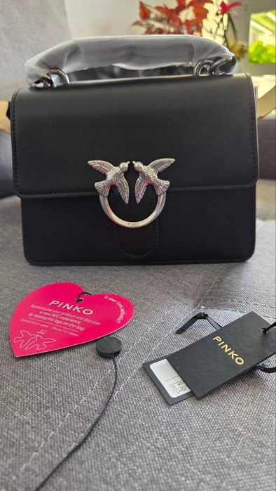 Кожена дамска чанта тип "куфарче" PINKO LOVE ONE