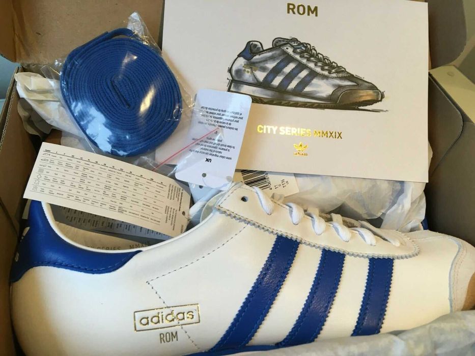 Adidas Originals ROM Leather White Blue Чисто Нови Ест Кожа UK8 / EU42