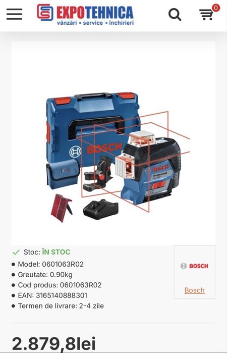 MDM vinde: Set Nivela Laser Bosch GLL 3-80 C