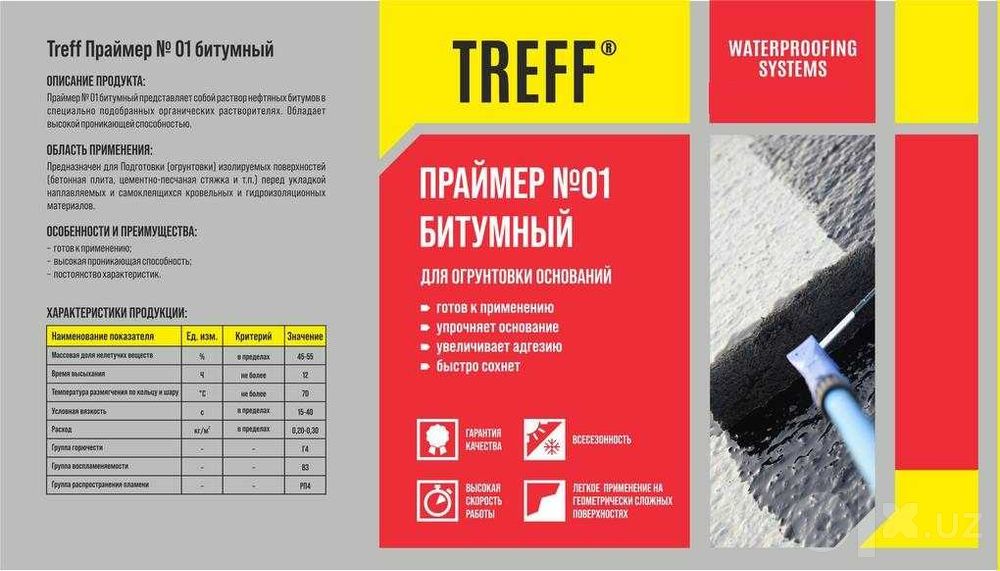 Praymer yuqori sifatli butumli praymer Праймер 01 битумный для грунтов