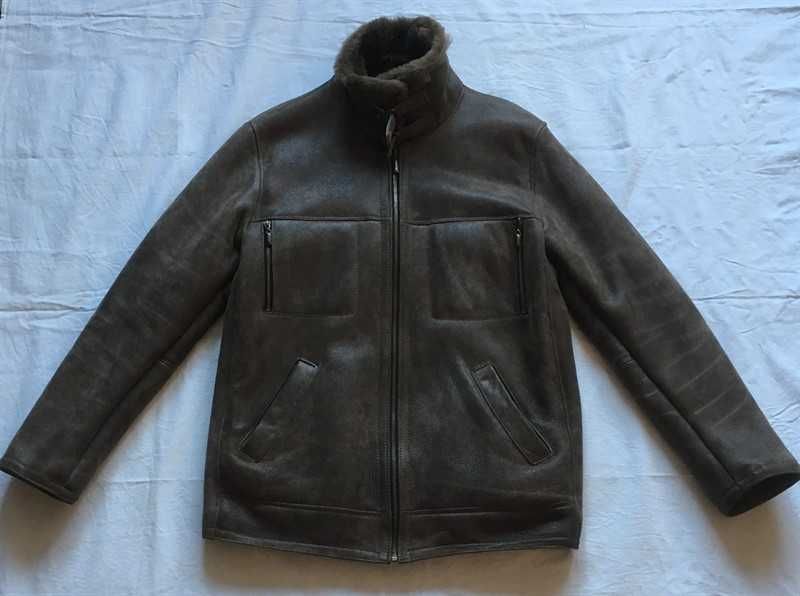 Geaca barbatesca piele blana naturala maro marimea M (48)