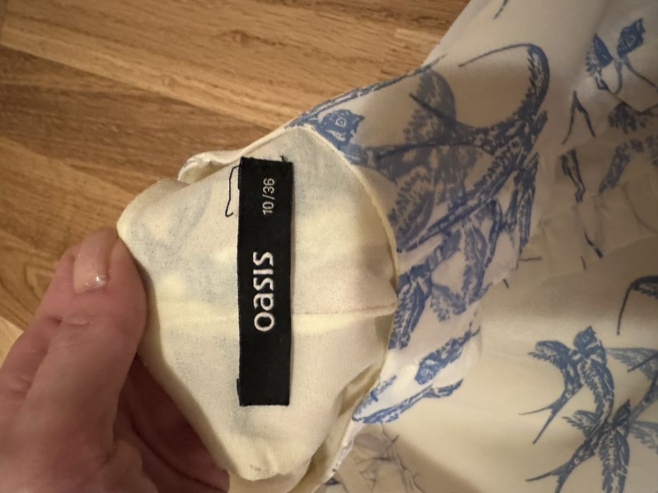 Rochie scurta Oasis crem cu albastru