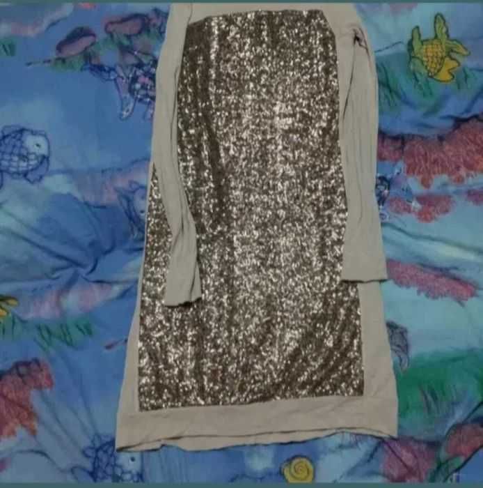 Rochie casual cu paiete aurii
