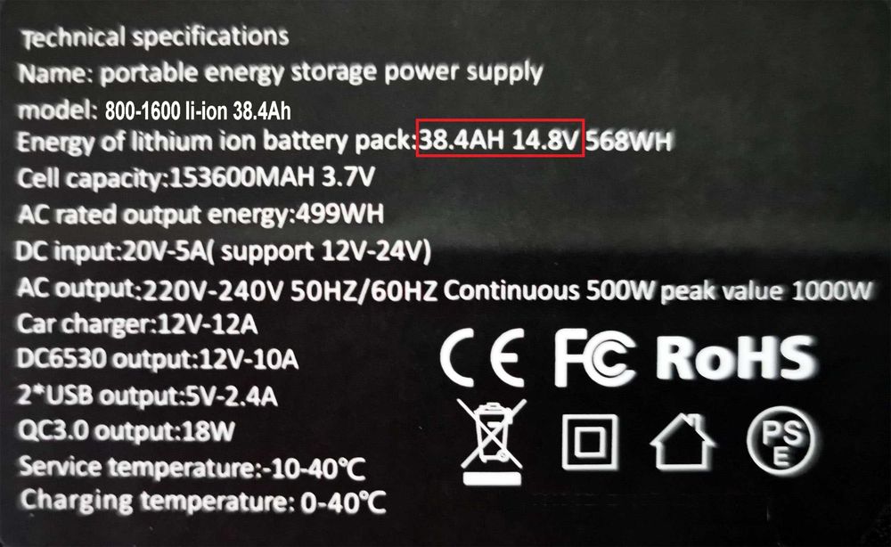 800VA Инверторна банка за ток 230V  с литиево-йонен акумулатор 38.4 AH