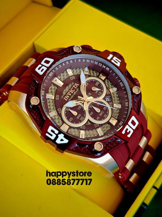 INVICTA Pro Diver Rush Red/Gold 52 mm, Инвикта нов ръчен часовник