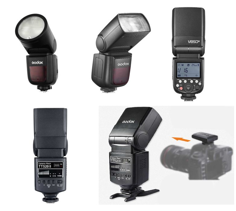 Вспышка на камерная Godox TT520II/V850III/ V1C TTL