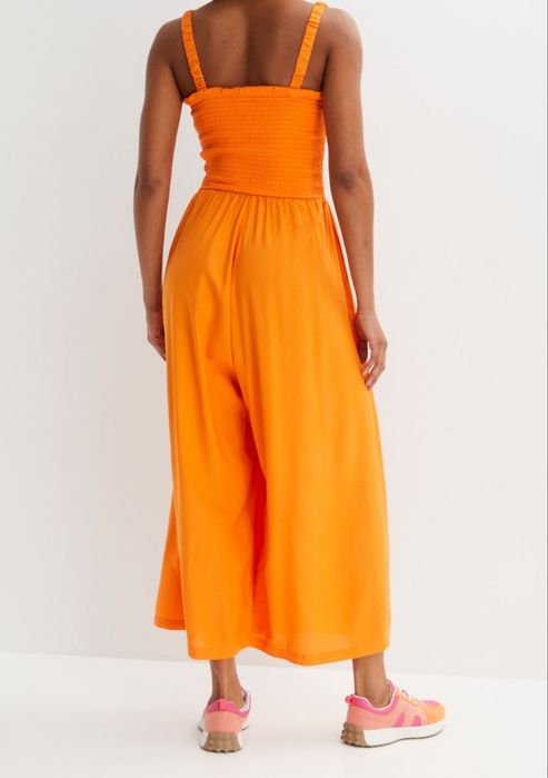 Salopetă lejera/ largă oranj-dovleac + Top scurt cadou