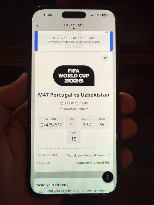 FIFA 2026 Portugalia Uzbekistan, bilet sotiladi. UFA билет