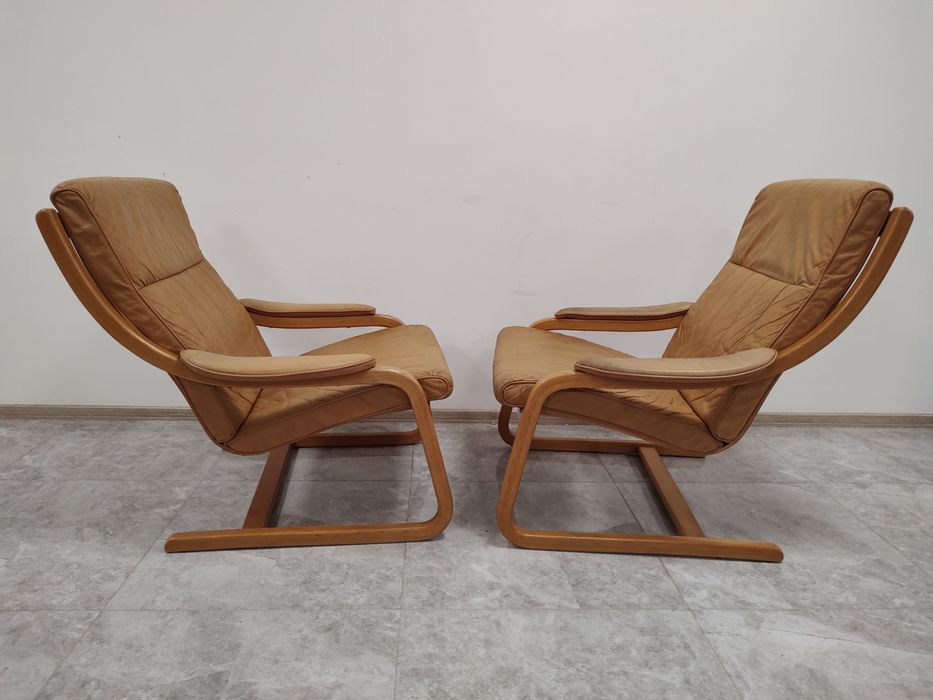 Скандинавски кресла, естествена кожа Д413