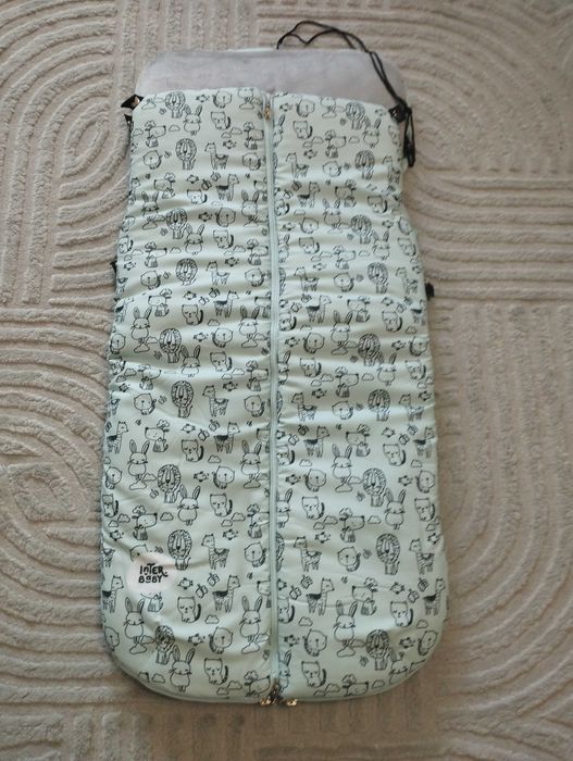 Зимен чувал за количка Interbaby - Животни, 45 х 105 cm, зелен