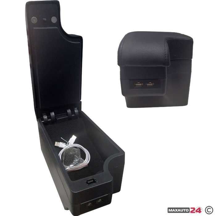Подлакътник универсален черен с 6 USB - PG25 За Кола Автомобил МПС Бус Микробус с кабел За Зареждане