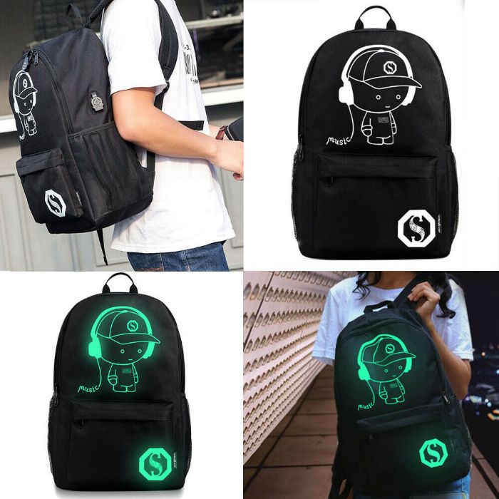 Rucsac fluorescent lumineaza seara! Incarcare USB. 48x29x17cm. Nou!