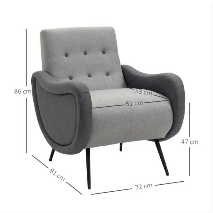 HOMCOM Fotoliu Modern Tesatura Gri 72x81x86cm