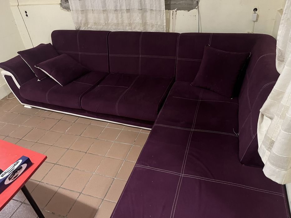 Диван с текстилно и кожено покритое