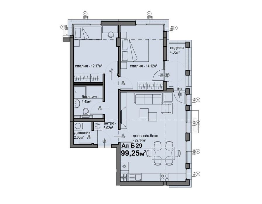 Продава се Тристаен апартамент в София, Люлин 5 - 99 кв.м за 885 €/кв.м - Снимка #1