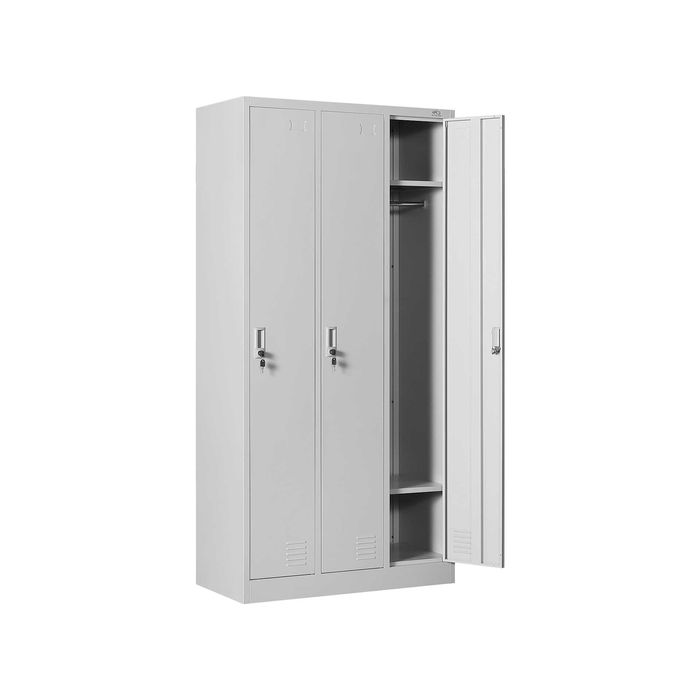 Троен метален шкаф за съблекалня 185х90х45см