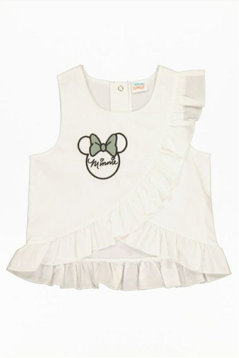 Minnie Mouse, Set tricou si pantaloni scurti fete, Alb, din bumbac