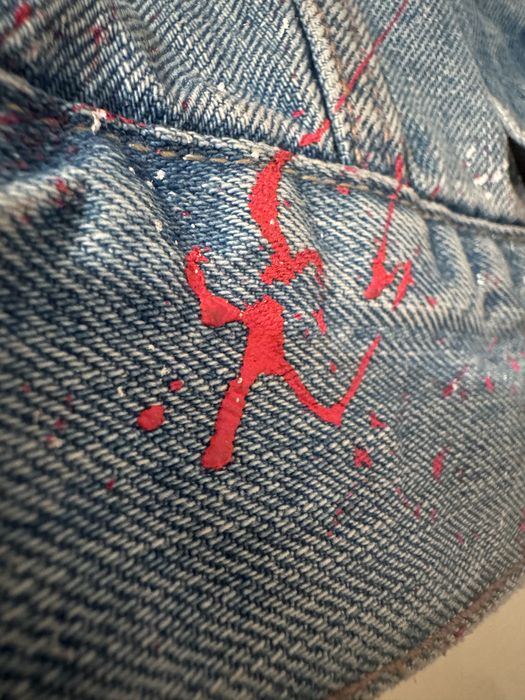 Geacă denim XL pictată manual Scarface / Tony Montana – unicat streetwear