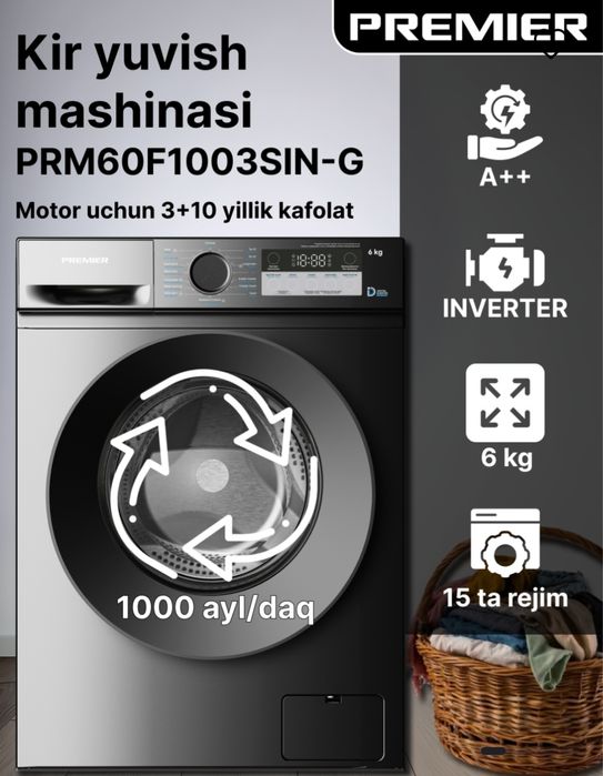 Avtomat Kir yuvish Mashinasi Premier 6 kg