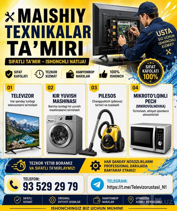 Televizor va kirmoshina ustasi