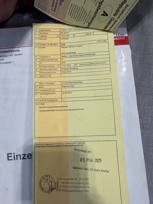 Vand remorca de 750kg