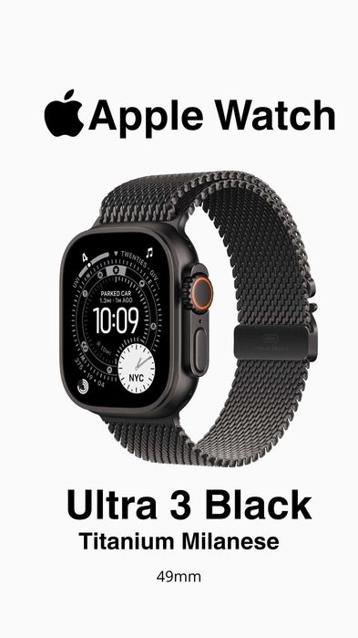 Apple Watch Ultra 3 Natural / Titanium Milanese Loop