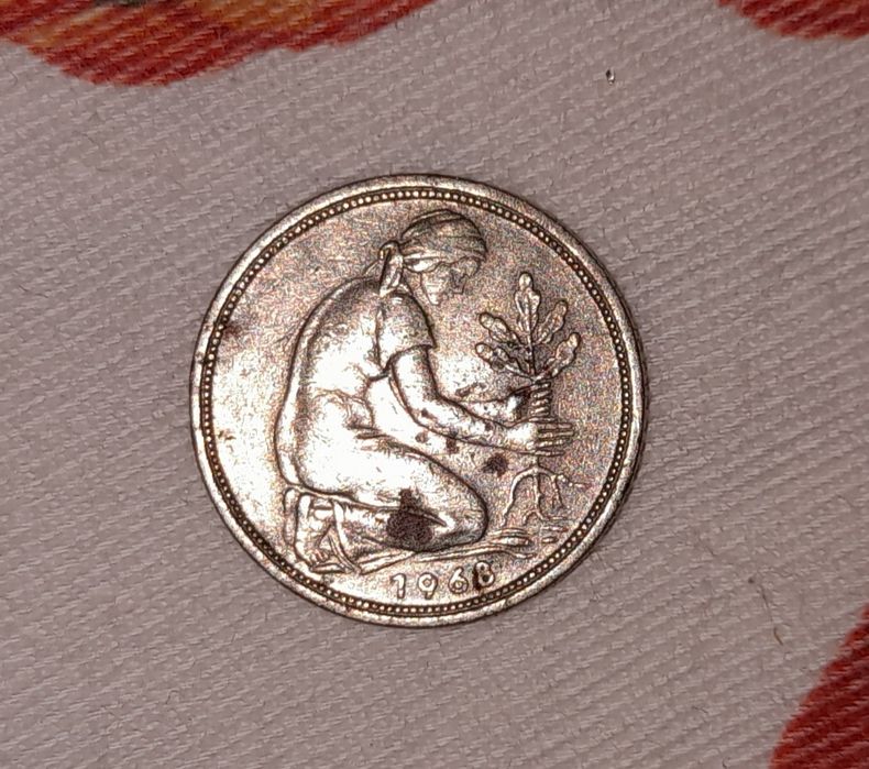 Monedă veche 50 Pfennig 1968 1 Deutsche mark 1971
