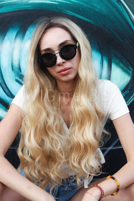 Дълга руса на вълни лейс фронт перука Летисия