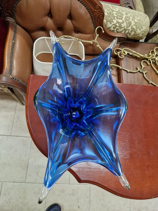 Превъзходна антикварна  кристална купа фруктиера Бохемия