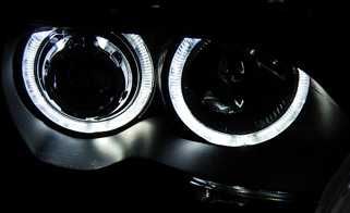 Фарове с ангелски очи LED Черни за BMW E46 09.01-03.05