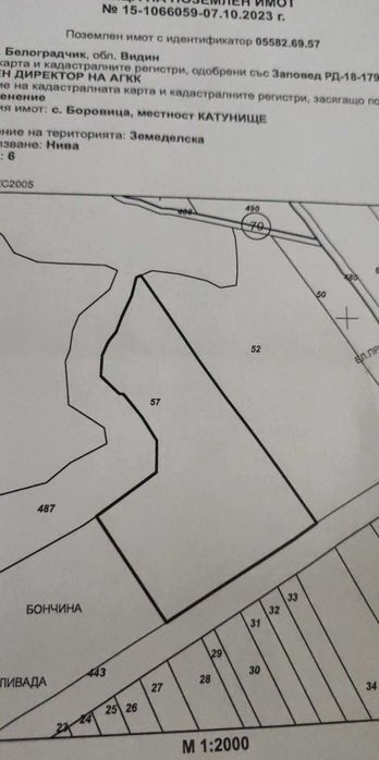 Продава се Земеделски имот в с. Боровица, Област Видин -  кв.м за 1913 €/дка - Снимка #1