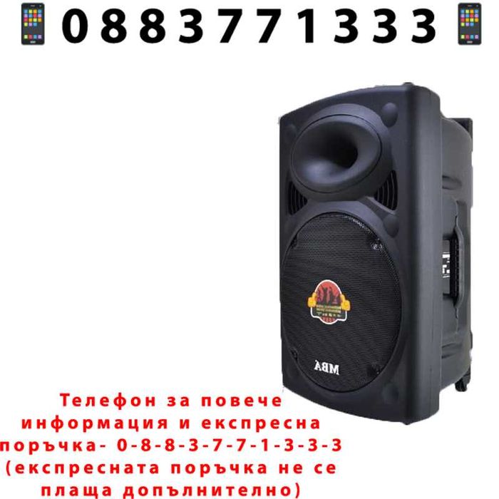 НЕМСКА Караоке Тонколона MBA F12 2000W +2 Безжчни Микрофона +ЛЕД ФЕНЕР