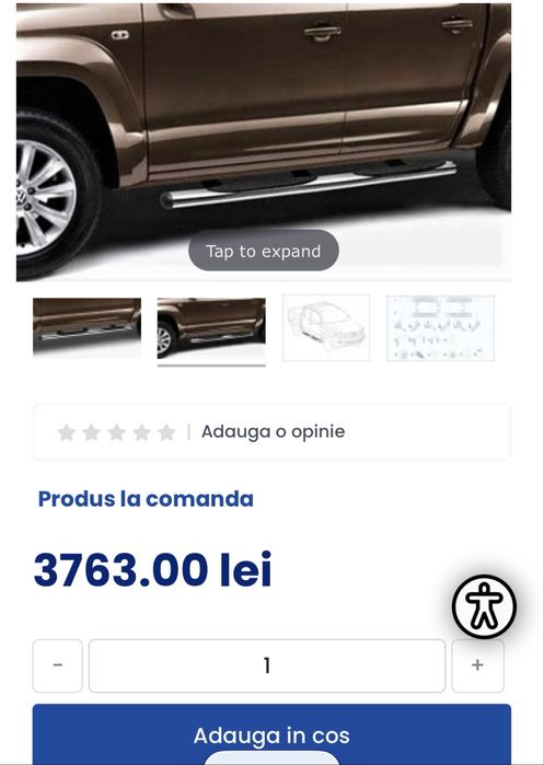 Set praguri laterale tubulare design off-road originale Volkswagen Amarok DOKA (cabina dubla) 2010->, finisaj inox lustruit, cu trepte integrate NOI