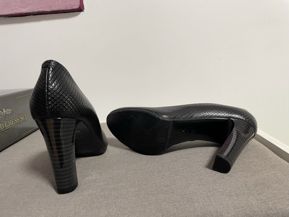 Pantofi office Musette, noi, piele neagra, mar. 37