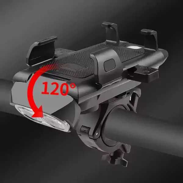 Фар за велосипед 4 в 1 – 6000Lm LED, Стойка за телефон