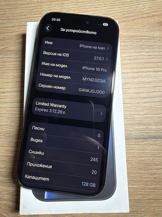 Iphone 16 Pro 128Gb Батерия на 100%