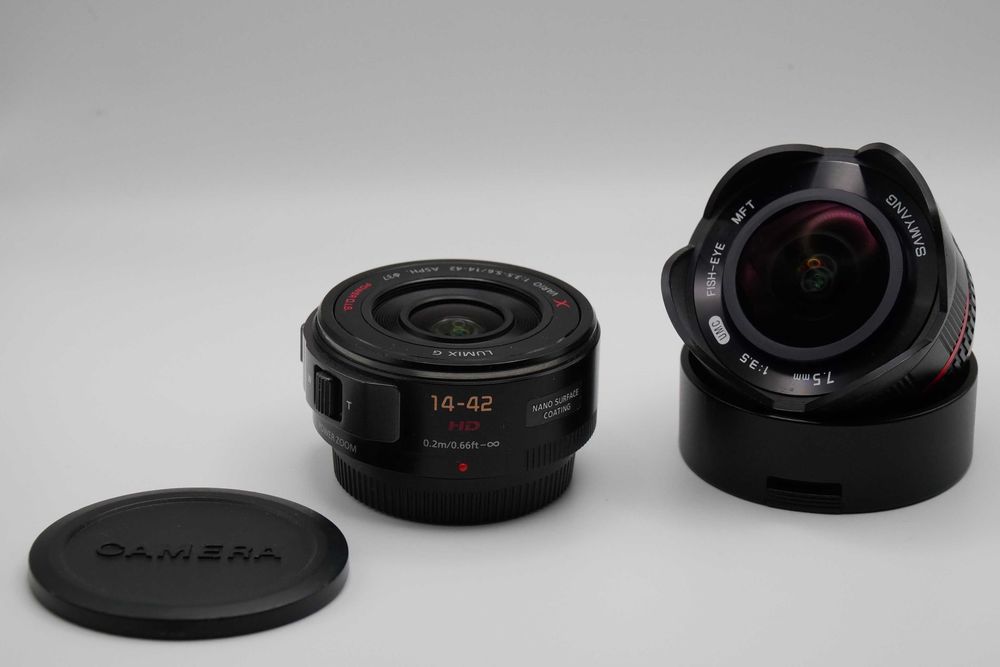 Panasonic G70 12-60mm 3.5-5.6 , Olympus 40-150mm f4 Pro, Samyang 7.5mm