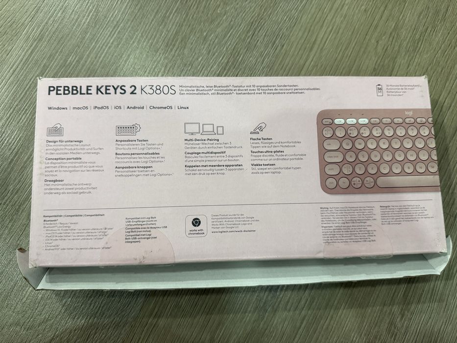 Tastatura Bluetooth Logitech Pebble Keys 2 K380s, Multi-Device (Roz)