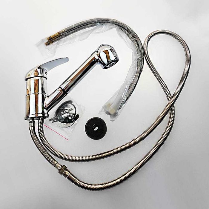 Смесител стоящ с издърпваща се слушалка/фризьорски /за  кухня или баня