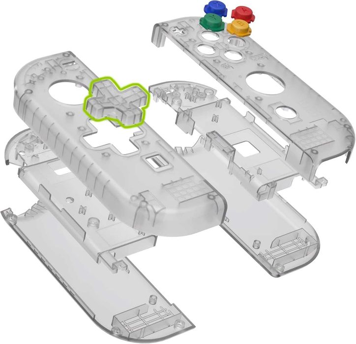 Set conversie eXtremeRate Transparent Black Nintendo Switch OLED + carcase Joy-Con D-Pad