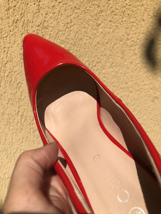 Pantofi lac roșu cu toc 9 cm