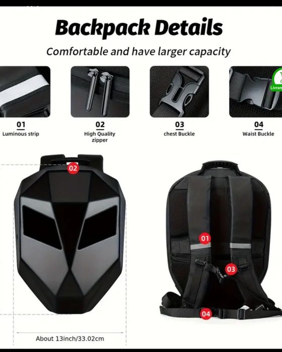 Rucsac  moto extensibil casca. nou cutie,husa protectie