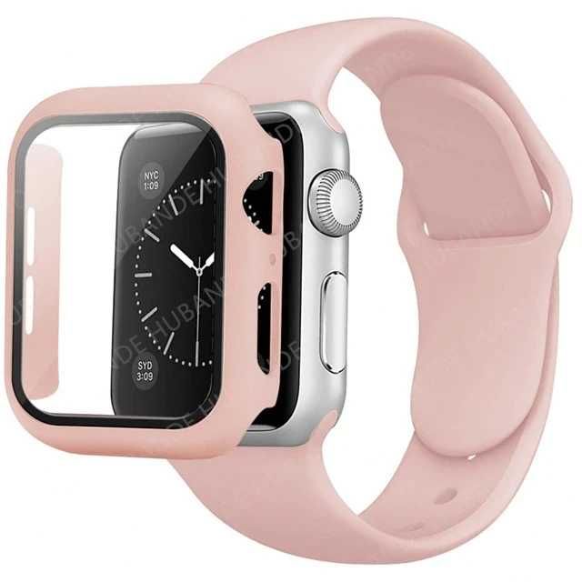 Curea silicon + protectie ecran ceas Apple Watch 10 9 8 7 42/44/45 mm