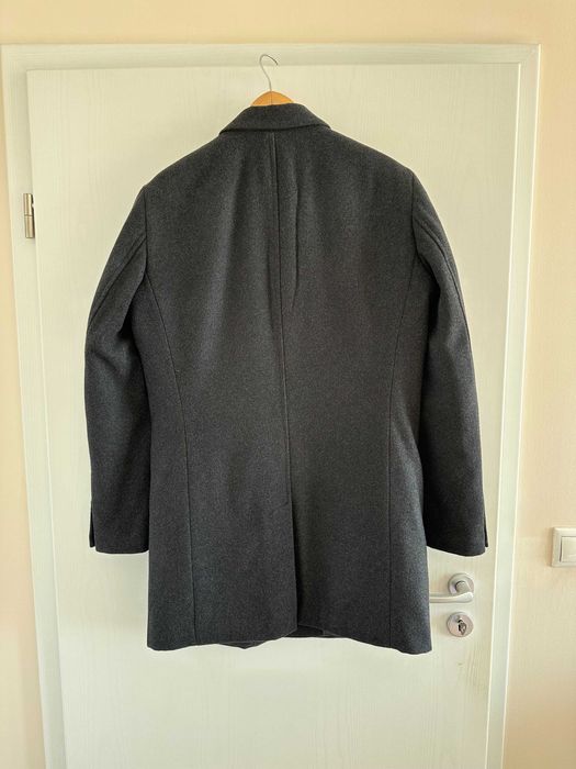 palton lung McNeal, 50% lana, marime M-L, negru, ca nou